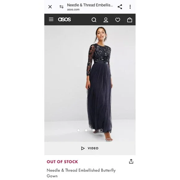 Needle & Thread Embellished Butterfly Gown Size US 2 - Picture 2 of 10